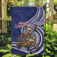 Samoa Christmas Garden Flag Santa Riding Sea Turtle DT05 Garden Flag Navy - Polynesian Pride