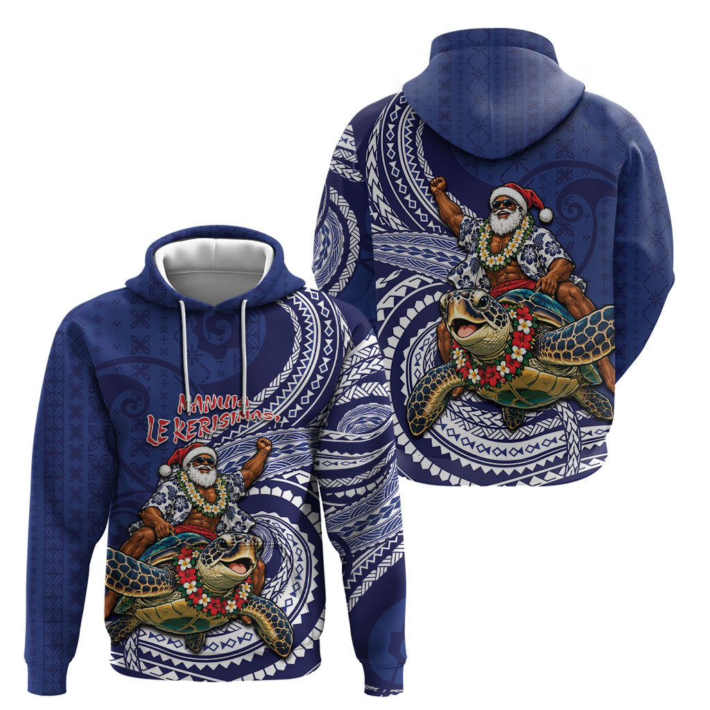 Samoa Christmas Hoodie Santa Riding Sea Turtle DT05 - Polynesian Pride