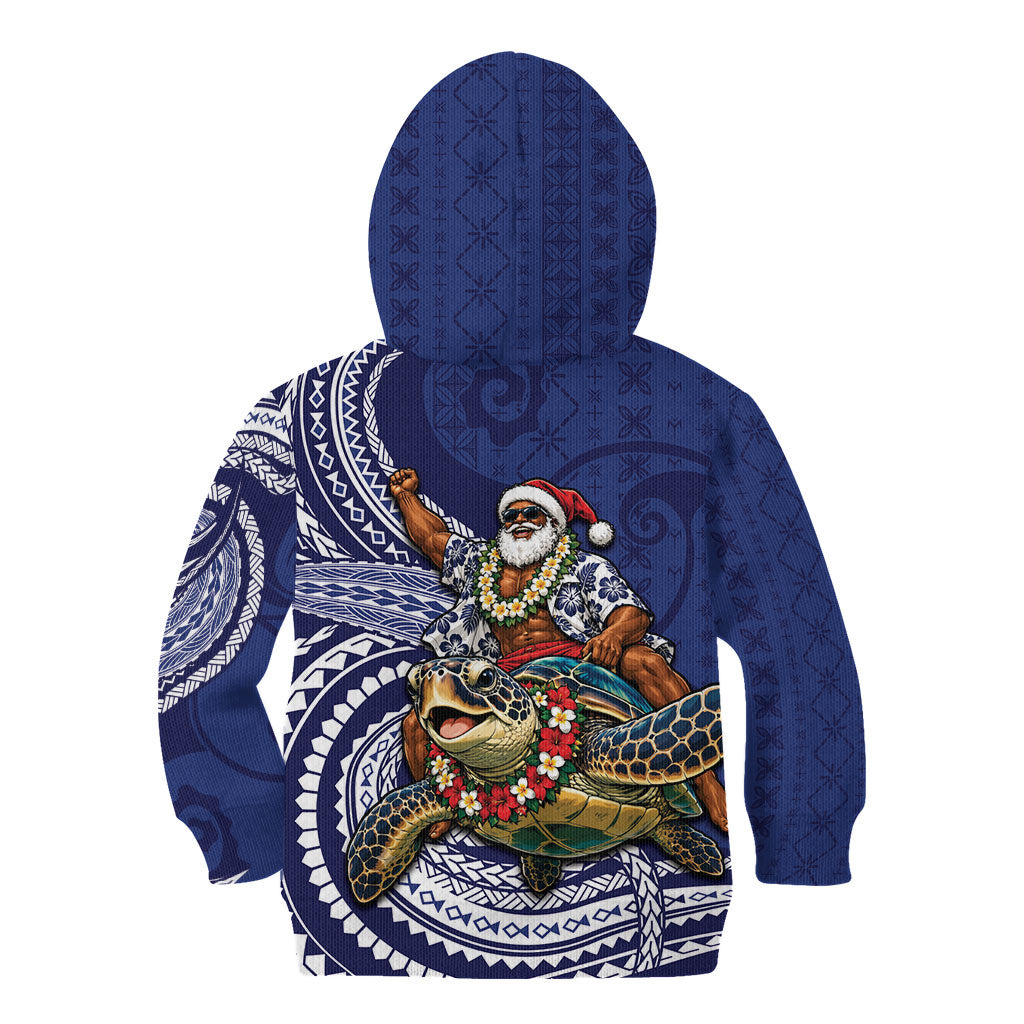 Samoa Christmas Kid Hoodie Santa Riding Sea Turtle DT05 - Polynesian Pride