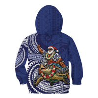 Samoa Christmas Kid Hoodie Santa Riding Sea Turtle DT05 - Polynesian Pride