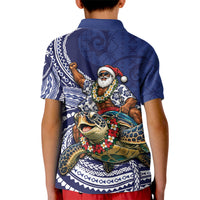 Samoa Christmas Kid Polo Shirt Santa Riding Sea Turtle DT05 - Polynesian Pride
