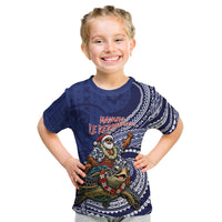 Samoa Christmas Kid T Shirt Santa Riding Sea Turtle DT05 Navy - Polynesian Pride