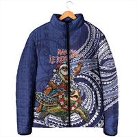 Samoa Christmas Padded Jacket Santa Riding Sea Turtle DT05 - Polynesian Pride