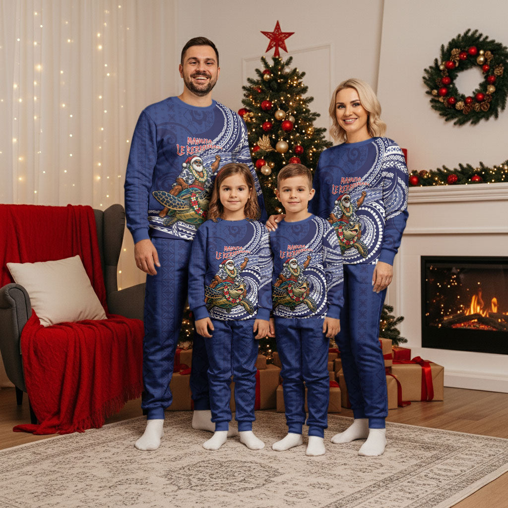 Samoa Christmas Pajama Set Santa Riding Sea Turtle DT05 - Polynesian Pride