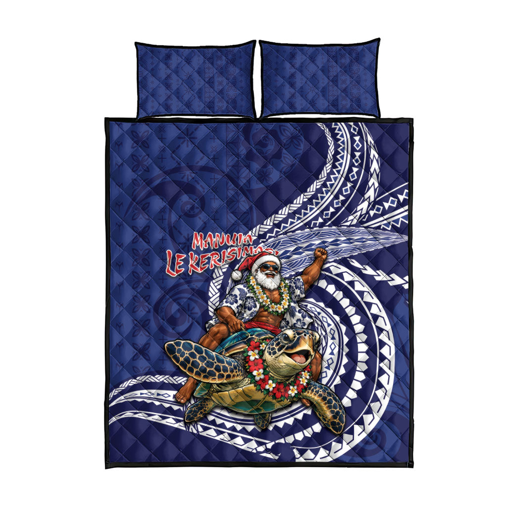 Samoa Christmas Quilt Bed Set Santa Riding Sea Turtle DT05 - Polynesian Pride
