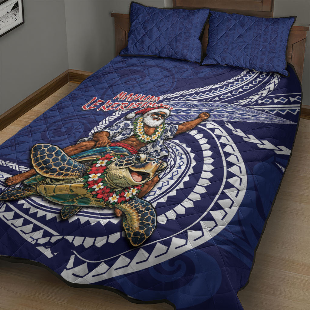 Samoa Christmas Quilt Bed Set Santa Riding Sea Turtle DT05 - Polynesian Pride