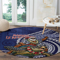 Samoa Christmas Round Carpet Santa Riding Sea Turtle DT05 - Polynesian Pride