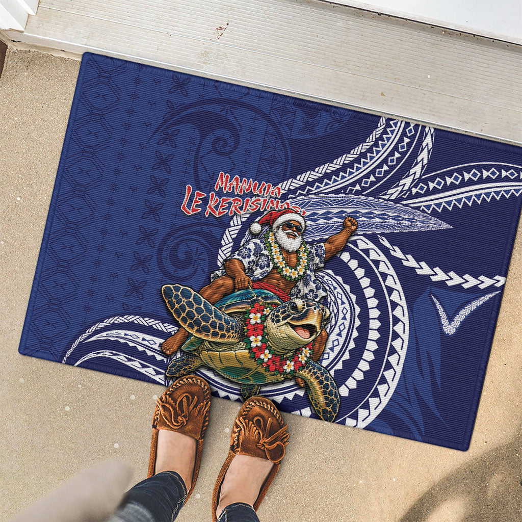 Samoa Christmas Rubber Doormat Santa Riding Sea Turtle DT05 - Polynesian Pride