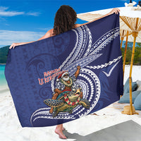 Samoa Christmas Sarong Santa Riding Sea Turtle DT05 One Size 44 x 66 inches Navy - Polynesian Pride