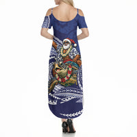 Samoa Christmas Summer Maxi Dress Santa Riding Sea Turtle DT05 - Polynesian Pride