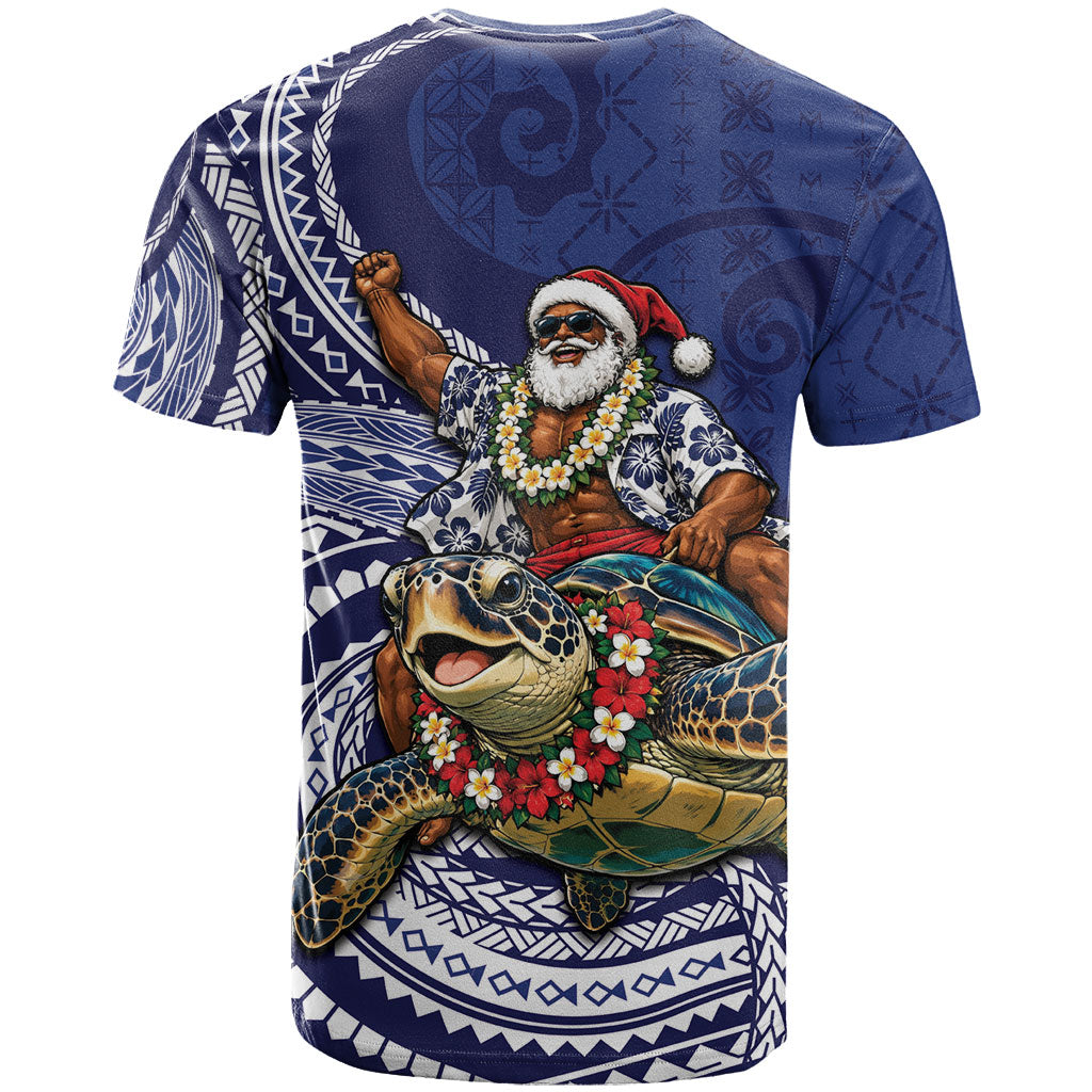 Samoa Christmas T Shirt Santa Riding Sea Turtle DT05 - Polynesian Pride