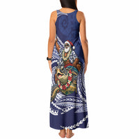 Samoa Christmas Tank Maxi Dress Santa Riding Sea Turtle DT05 - Polynesian Pride