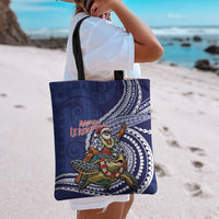 Samoa Christmas Tote Bag Santa Riding Sea Turtle DT05 - Polynesian Pride