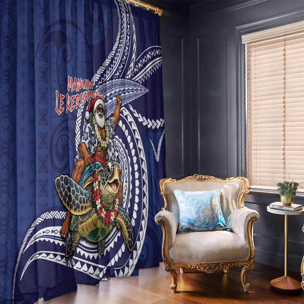 Samoa Christmas Window Curtain Santa Riding Sea Turtle DT05 - Polynesian Pride