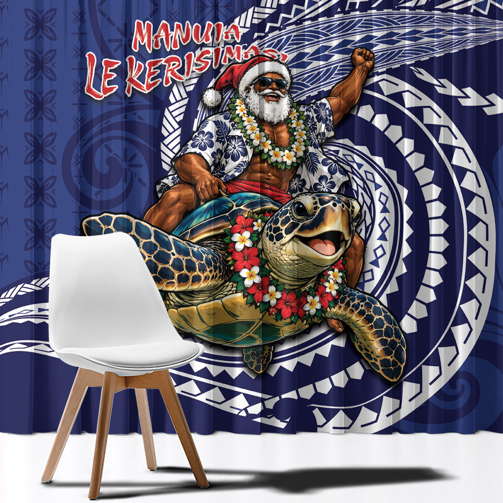 Samoa Christmas Window Curtain Santa Riding Sea Turtle DT05 - Polynesian Pride