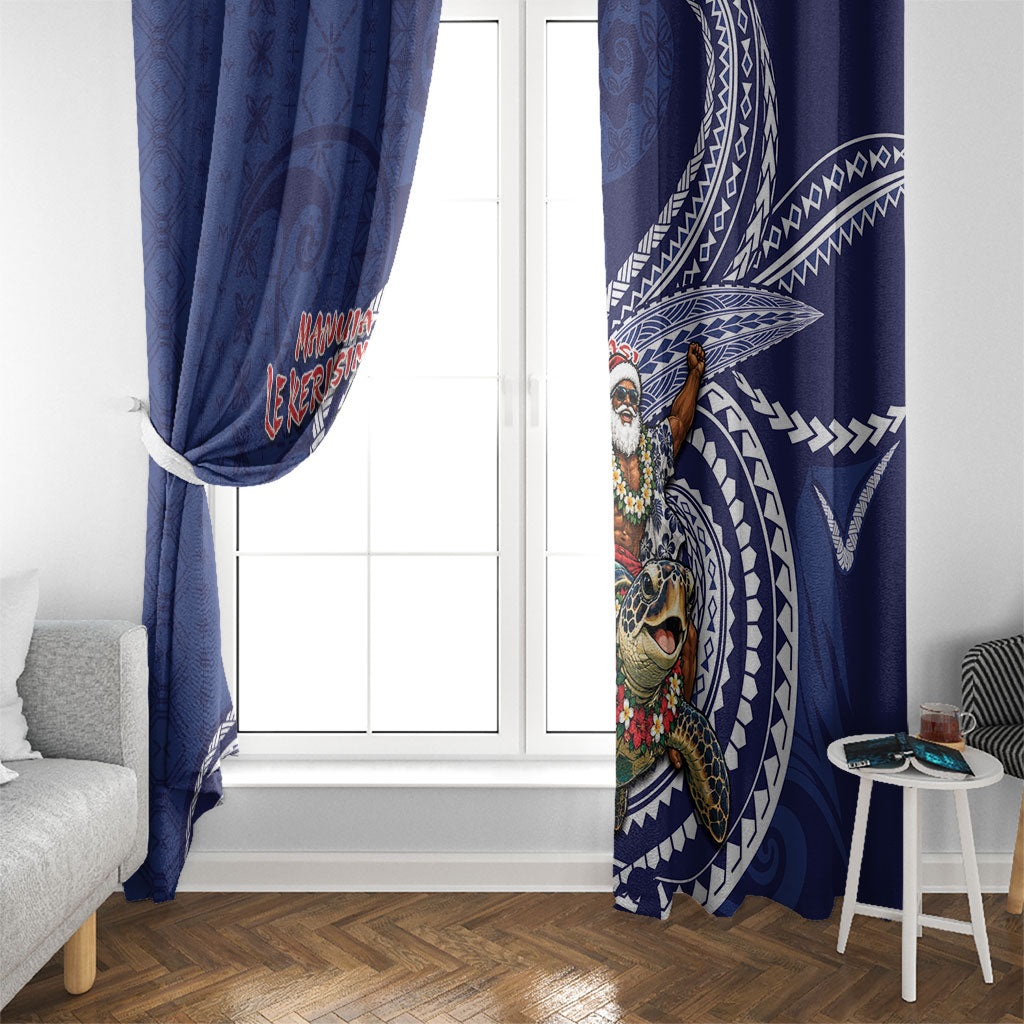 Samoa Christmas Window Curtain Santa Riding Sea Turtle DT05 - Polynesian Pride