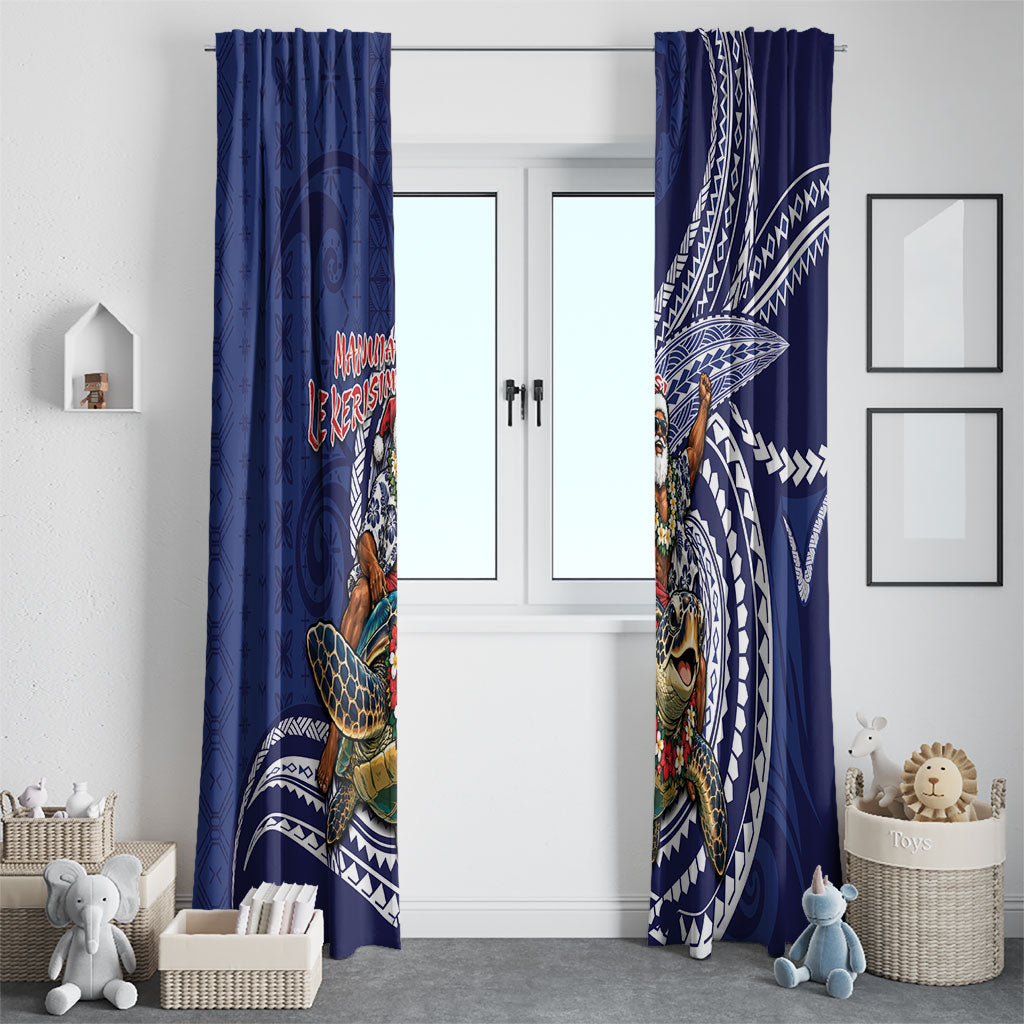 Samoa Christmas Window Curtain Santa Riding Sea Turtle DT05 - Polynesian Pride