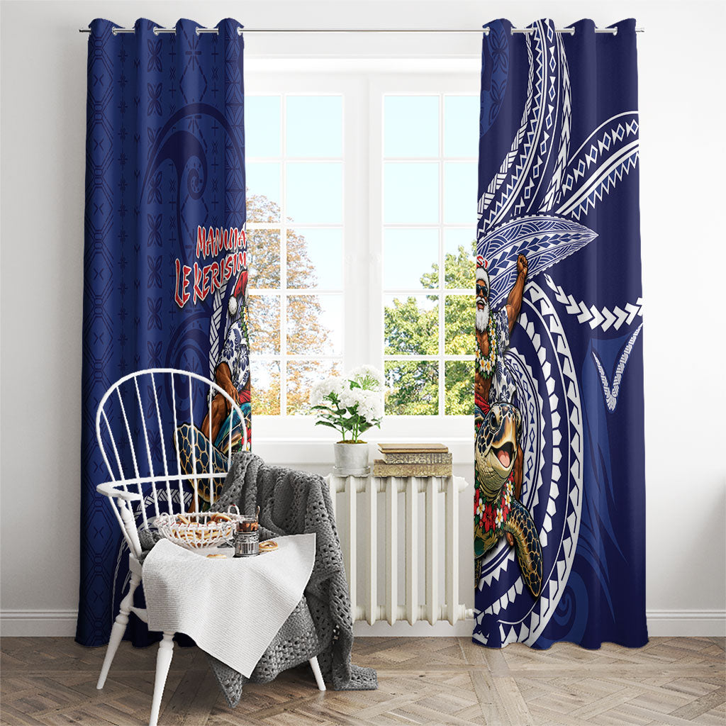 Samoa Christmas Window Curtain Santa Riding Sea Turtle DT05 - Polynesian Pride