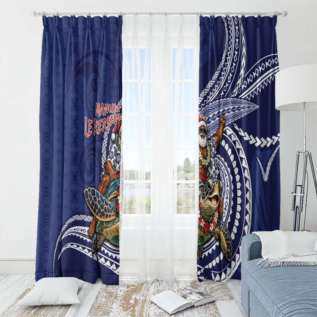 Samoa Christmas Window Curtain Santa Riding Sea Turtle DT05 - Polynesian Pride