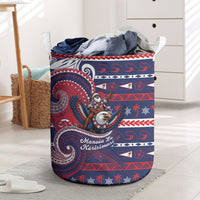 American Samoa Christmas Laundry Basket Santa Riding Bald Eagle DT05 Navy - Polynesian Pride
