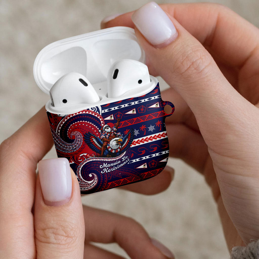 American Samoa Christmas AirPods Case Santa Riding Bald Eagle DT05 - Polynesian Pride