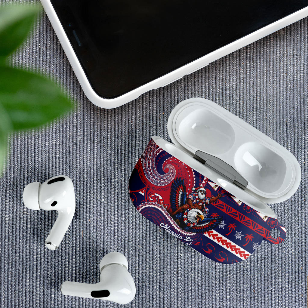 American Samoa Christmas AirPods Case Santa Riding Bald Eagle DT05 - Polynesian Pride