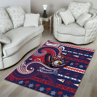 American Samoa Christmas Area Rug Santa Riding Bald Eagle DT05 - Polynesian Pride