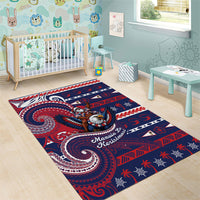 American Samoa Christmas Area Rug Santa Riding Bald Eagle DT05 - Polynesian Pride