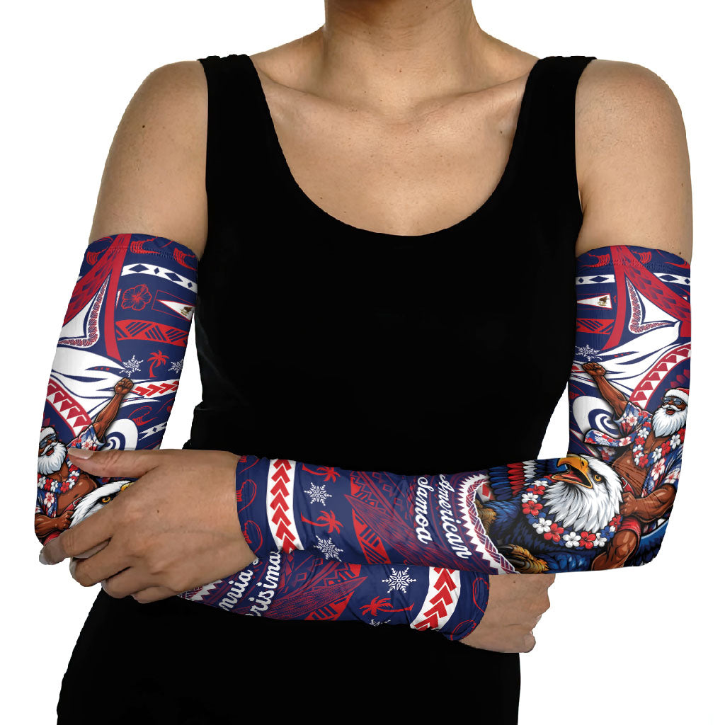 American Samoa Christmas Arm Sleeves Santa Riding Bald Eagle DT05 - Polynesian Pride