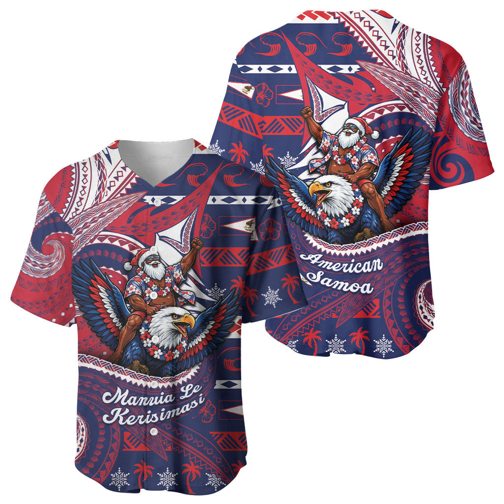 American Samoa Christmas Baseball Jersey Santa Riding Bald Eagle DT05 - Polynesian Pride