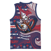 American Samoa Christmas Basketball Jersey Santa Riding Bald Eagle DT05 - Polynesian Pride