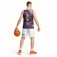American Samoa Christmas Basketball Jersey Santa Riding Bald Eagle DT05 - Polynesian Pride