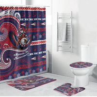 American Samoa Christmas Bathroom Set Santa Riding Bald Eagle DT05 Bathroom Set (4 pcs) Navy - Polynesian Pride
