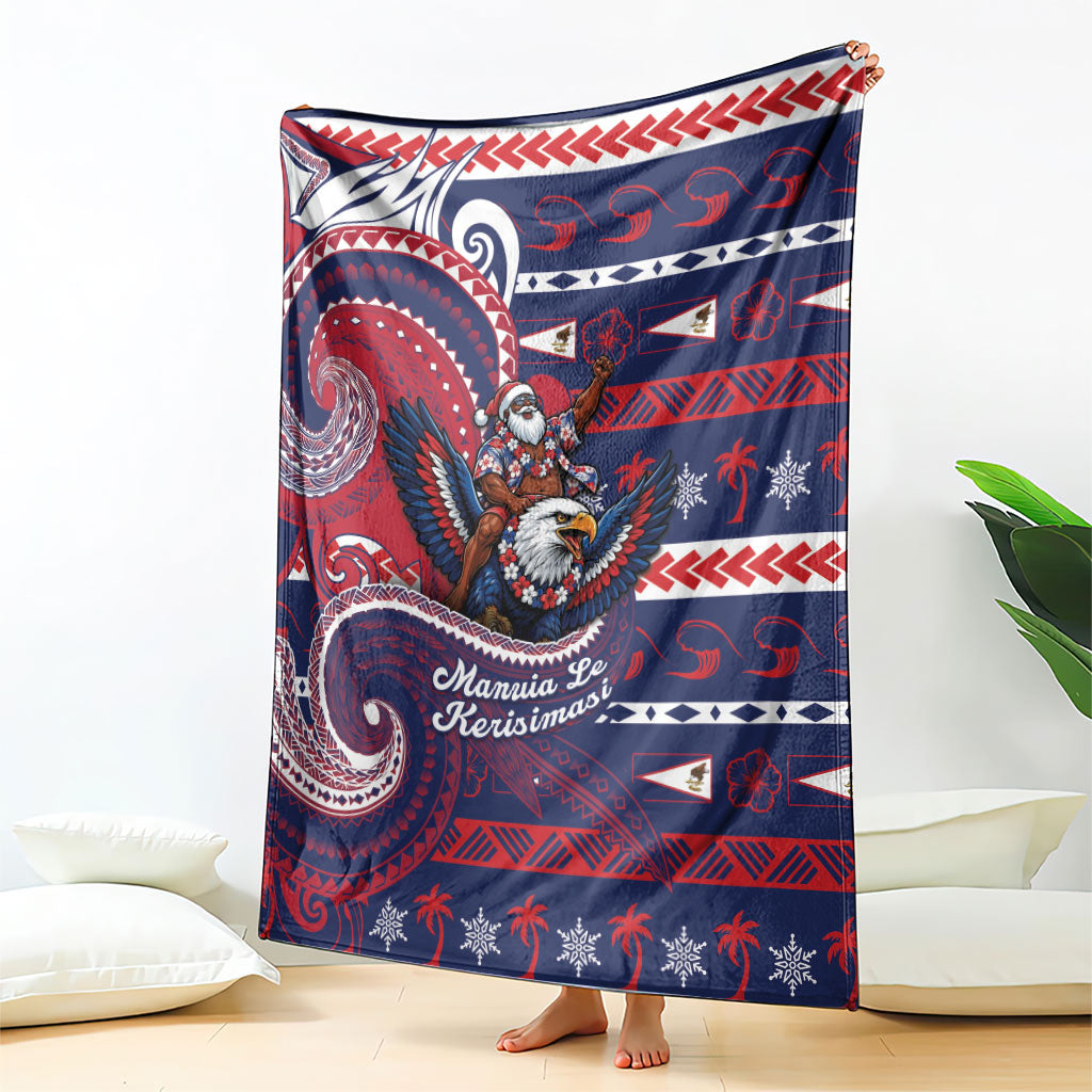American Samoa Christmas Blanket Santa Riding Bald Eagle DT05 - Polynesian Pride