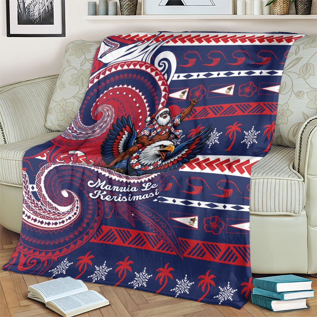 American Samoa Christmas Blanket Santa Riding Bald Eagle DT05 - Polynesian Pride