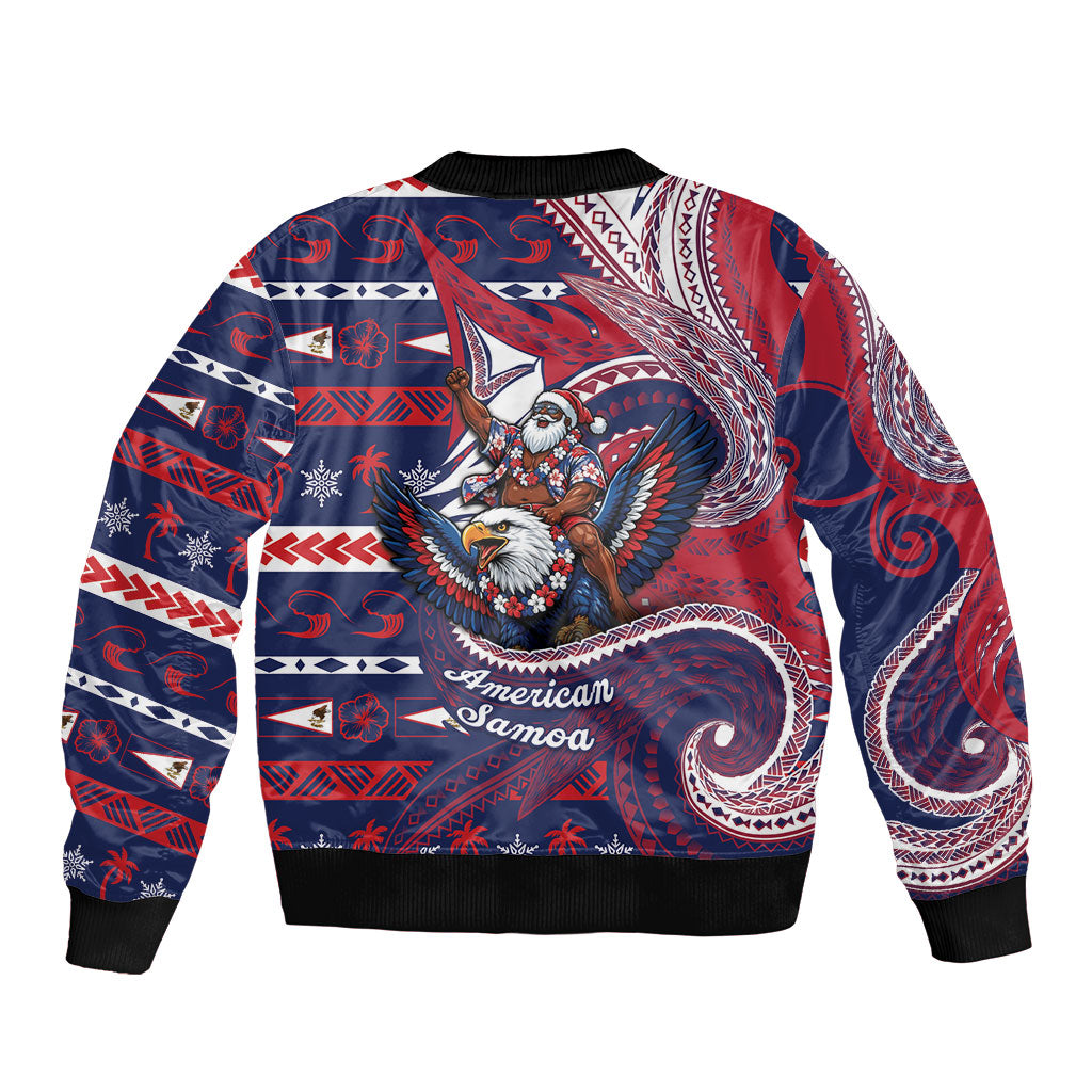 American Samoa Christmas Bomber Jacket Santa Riding Bald Eagle DT05 - Polynesian Pride