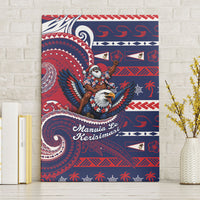American Samoa Christmas Canvas Wall Art Santa Riding Bald Eagle DT05 Without Frame Navy - Polynesian Pride