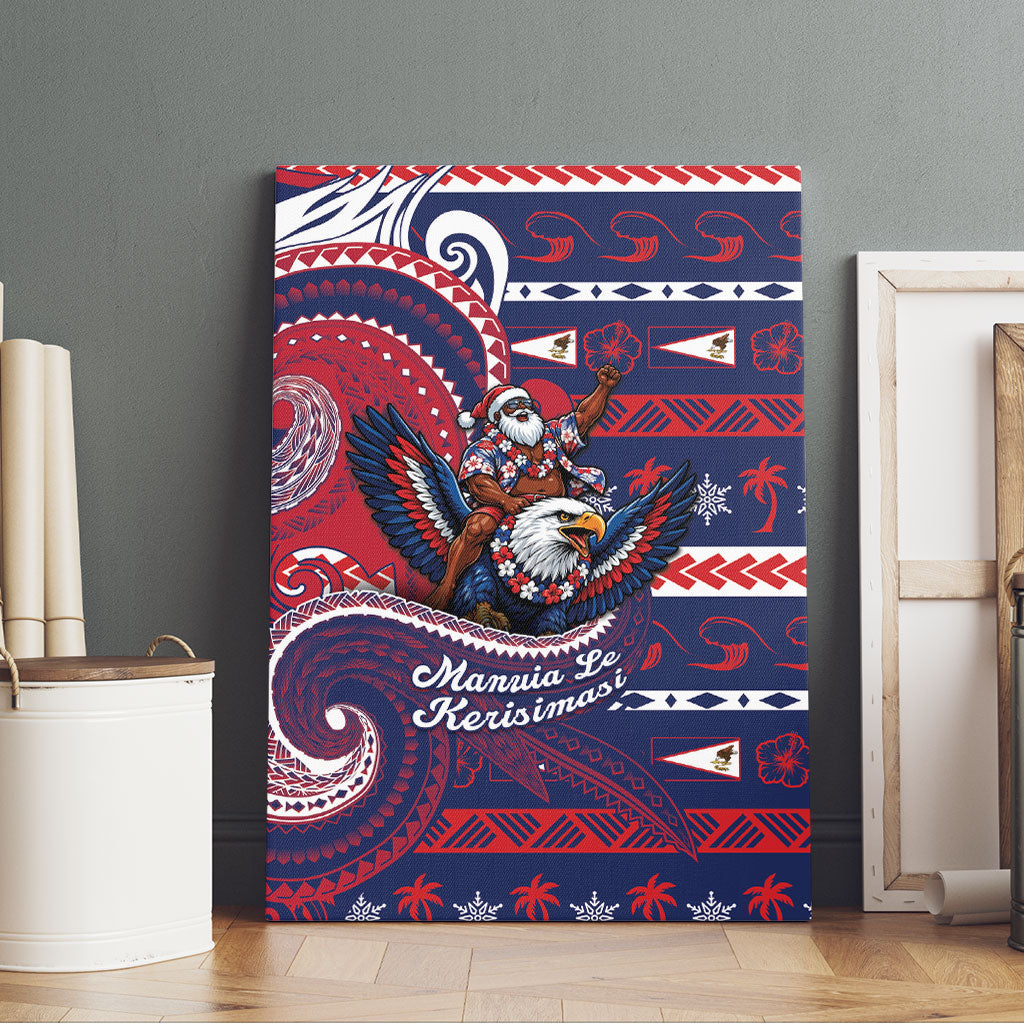 American Samoa Christmas Canvas Wall Art Santa Riding Bald Eagle DT05 - Polynesian Pride