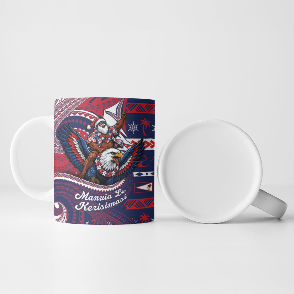 American Samoa Christmas Ceramic Mug Santa Riding Bald Eagle DT05 - Polynesian Pride
