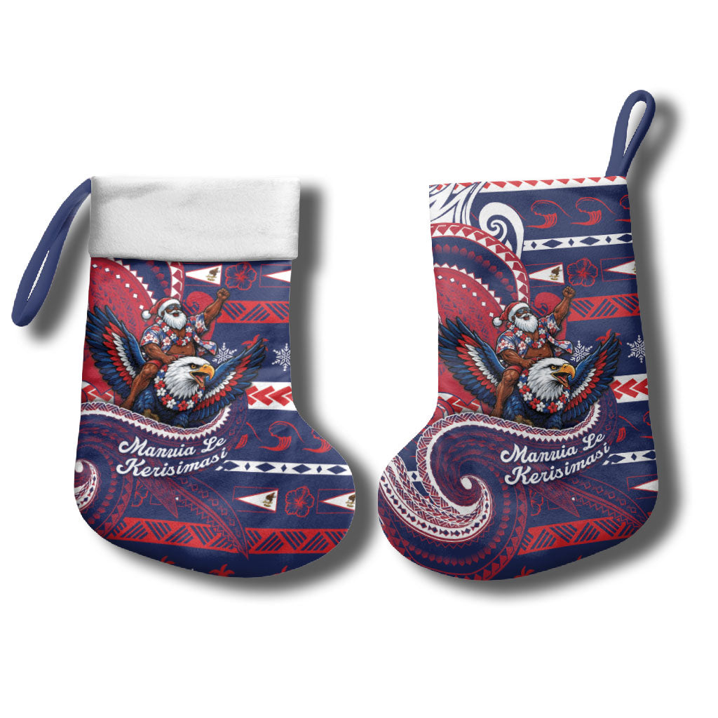 American Samoa Christmas Stocking Santa Riding Bald Eagle DT05 - Polynesian Pride