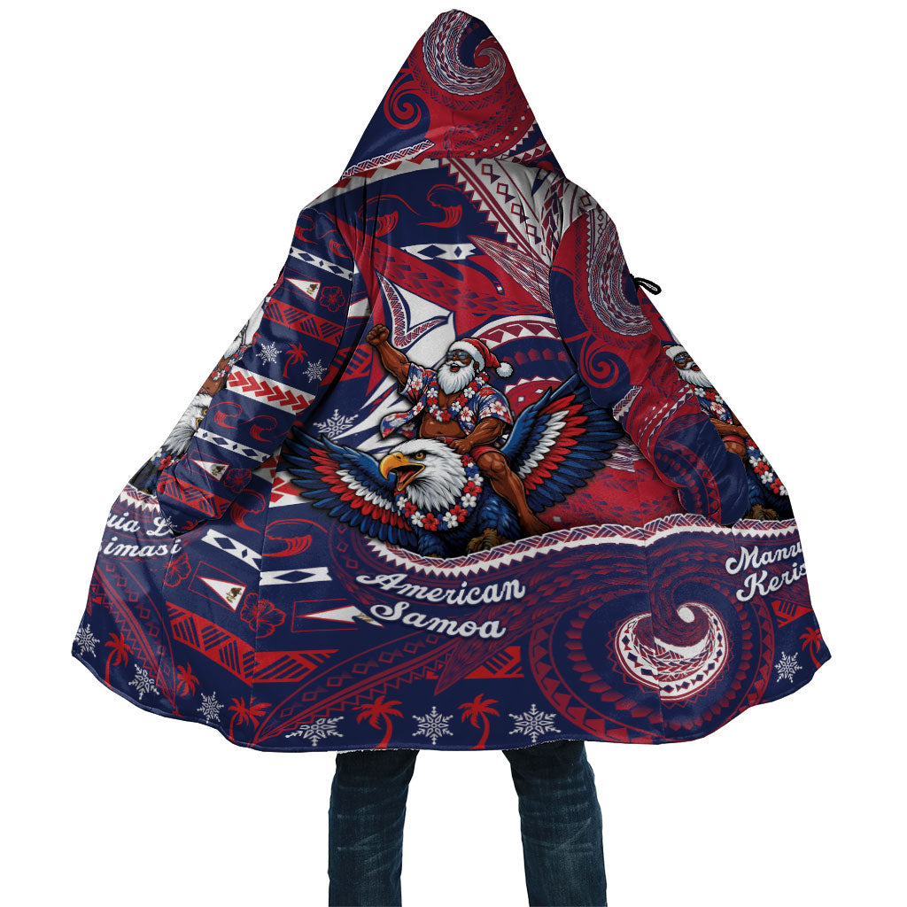 American Samoa Christmas Cloak Santa Riding Bald Eagle DT05 Unisex Navy - Polynesian Pride