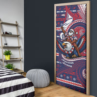 American Samoa Christmas Door Cover Santa Riding Bald Eagle