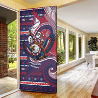 American Samoa Christmas Door Cover Santa Riding Bald Eagle