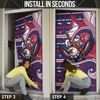 American Samoa Christmas Door Cover Santa Riding Bald Eagle