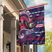 American Samoa Christmas Garden Flag Santa Riding Bald Eagle DT05 House Flag Navy - Polynesian Pride