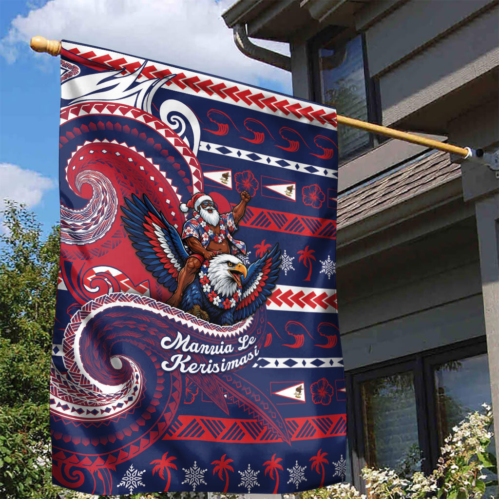 American Samoa Christmas Garden Flag Santa Riding Bald Eagle DT05 - Polynesian Pride