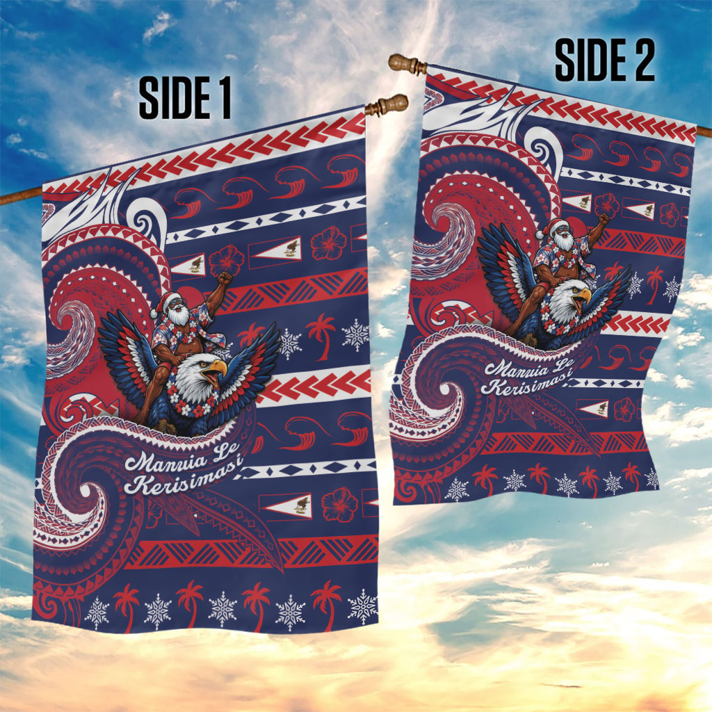 American Samoa Christmas Garden Flag Santa Riding Bald Eagle DT05 - Polynesian Pride