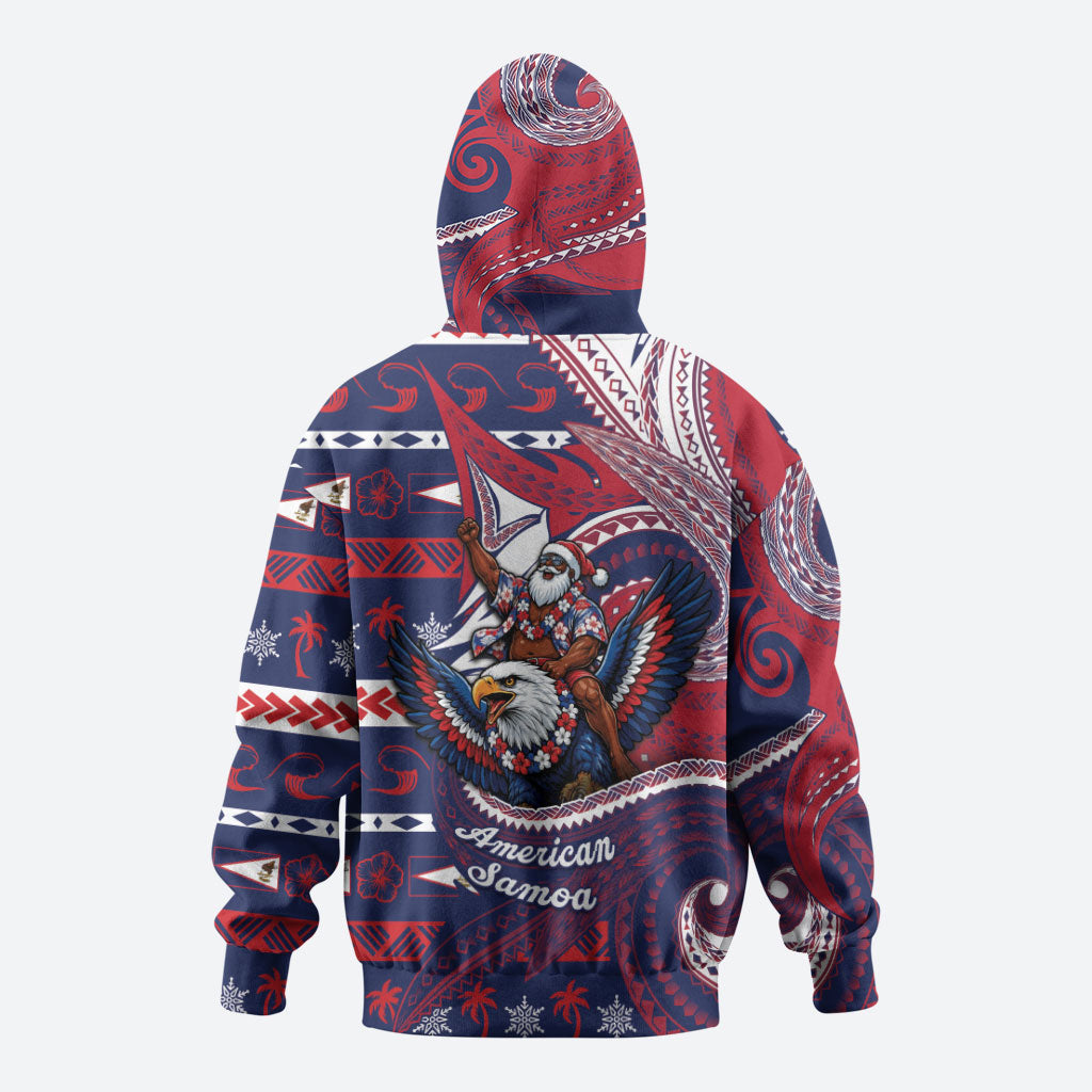 American Samoa Christmas Hoodie Santa Riding Bald Eagle DT05 - Polynesian Pride
