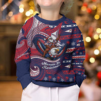 American Samoa Christmas Kid Ugly Christmas Sweater Santa Riding Bald Eagle DT05 - Polynesian Pride