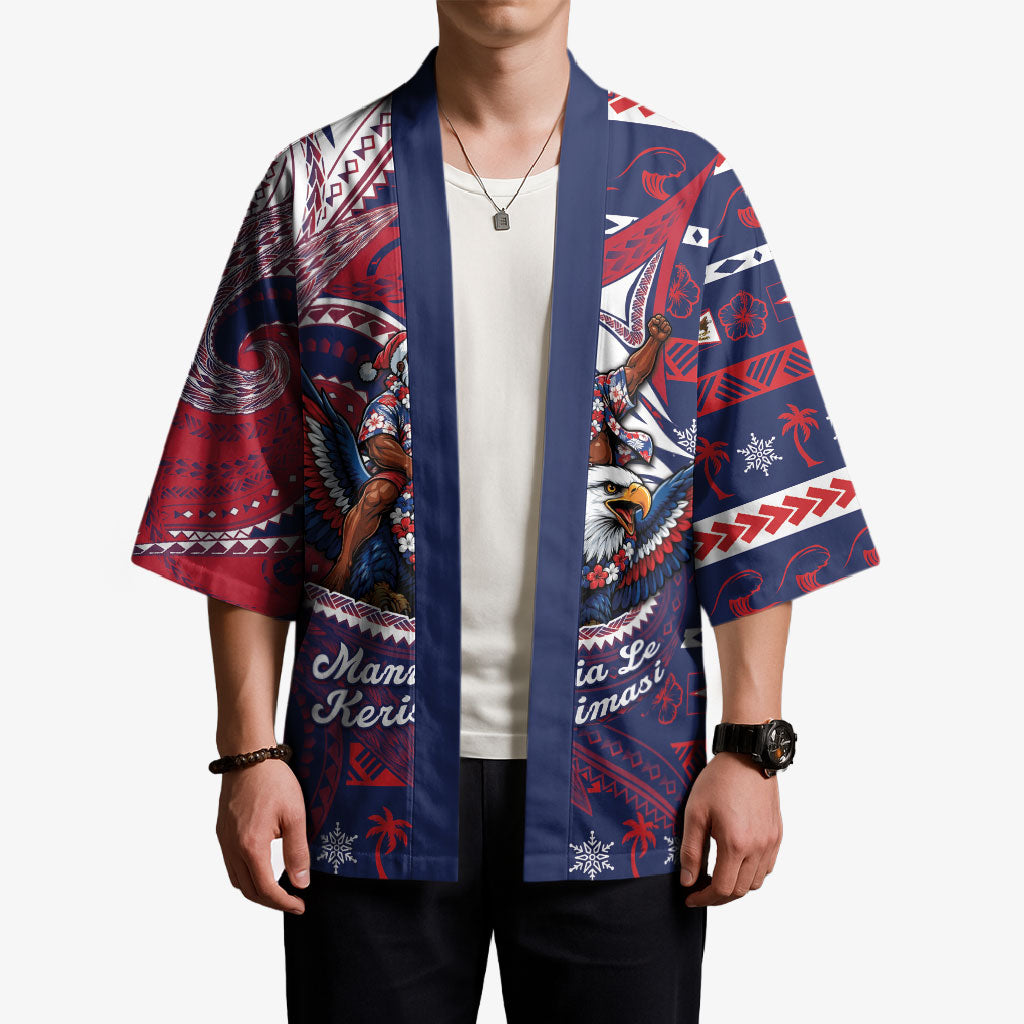 American Samoa Christmas Kimono Santa Riding Bald Eagle DT05 - Polynesian Pride